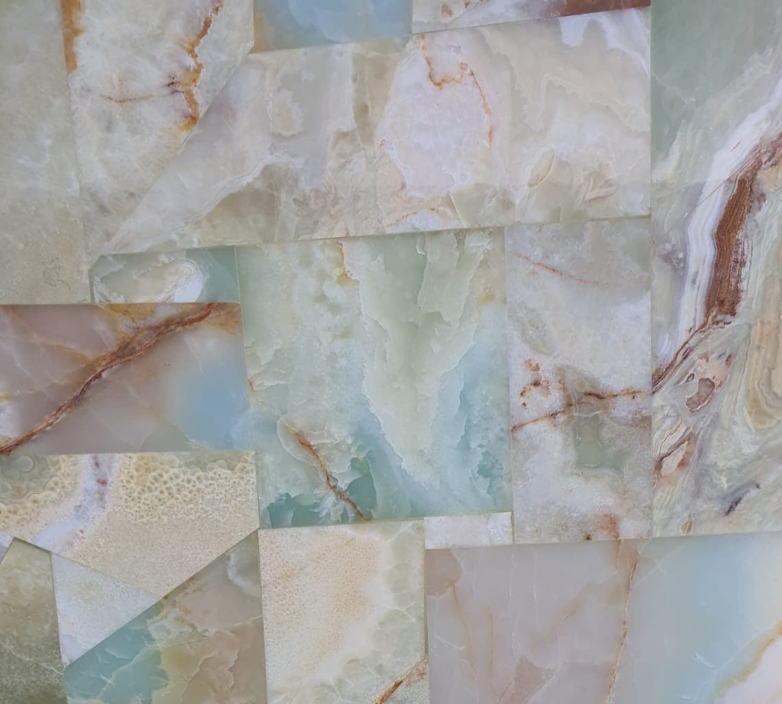 Green Mosaic — Onyx slab, block GM224